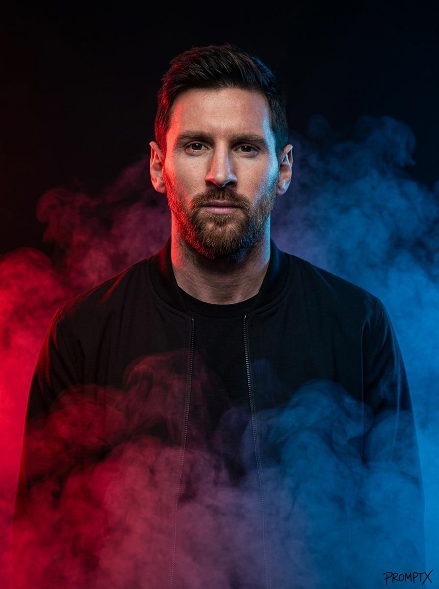 Dramatic Neon Smoke Studio Portrait
