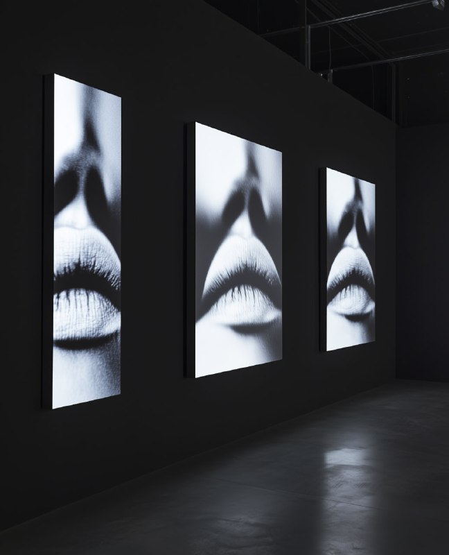 Gothic Video Art Installation Displaying Lips