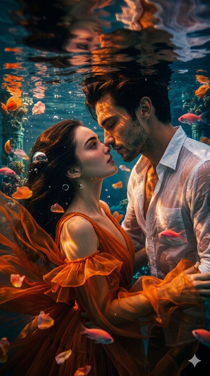 Cinematic Underwater Golden Romance