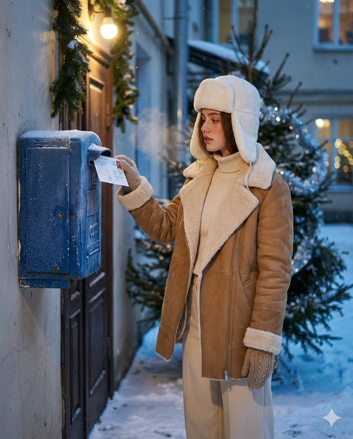 Winter Postcard: Snowy Mailbox Portrait