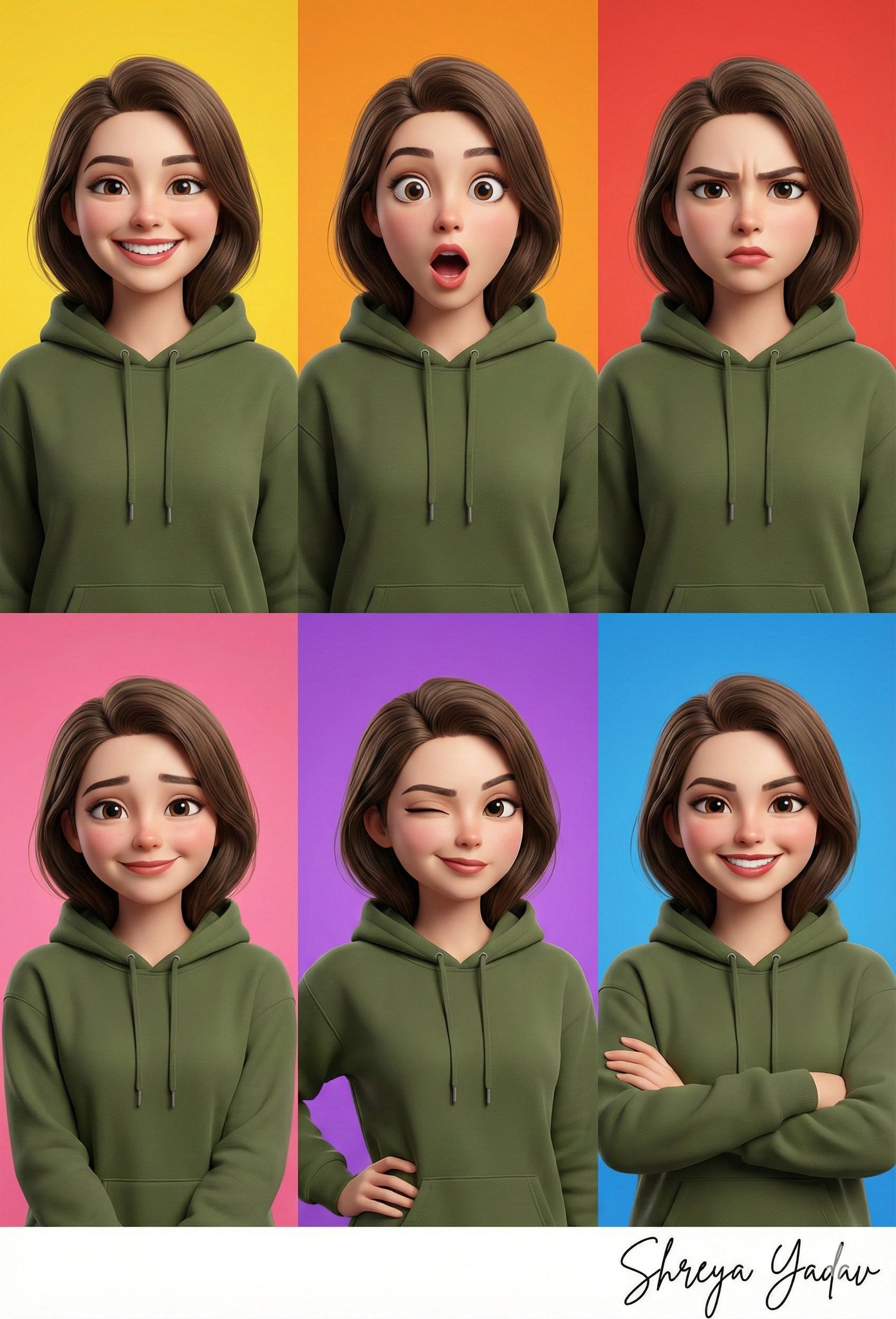 Olive Hoodie Emotion Grid