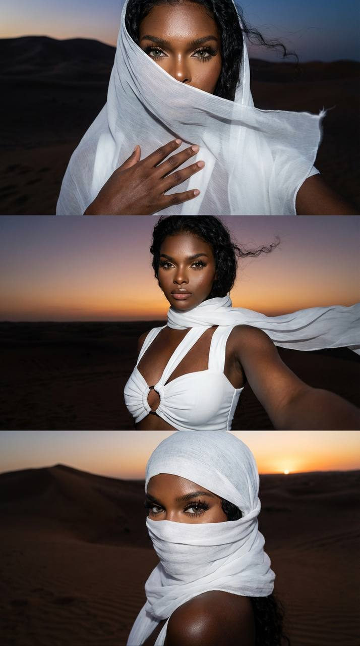 Desert Flash Selfie Triptych