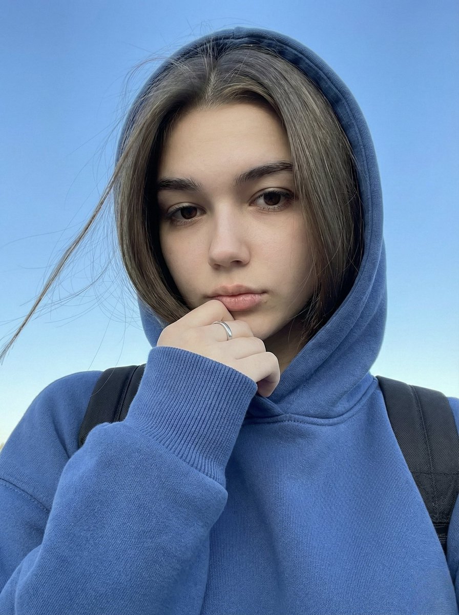 Blue Sky Hoodie Portrait