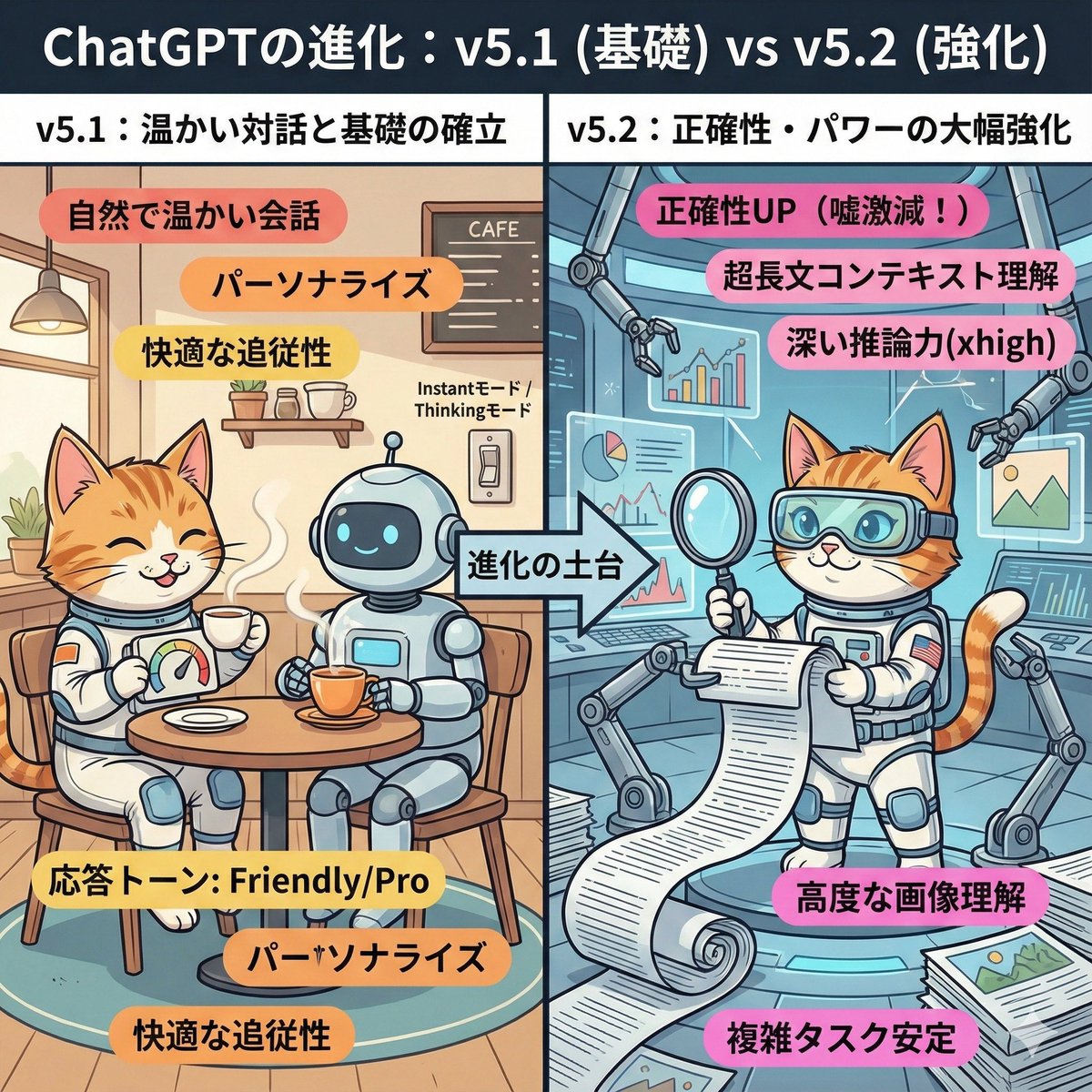 ChatGPT Evolution: v5.1 vs v5.2