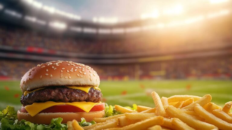 Burger Fries Football Stadium Background