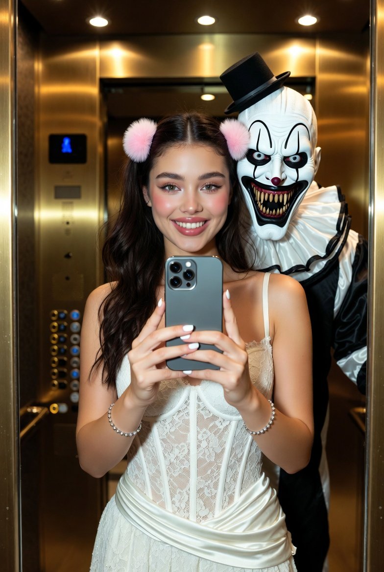 Terrifying Clown Mirror Selfie In Elevator