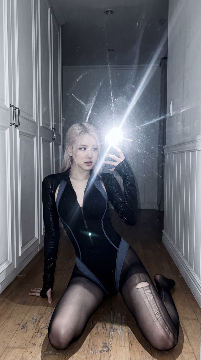 Rosé Grungy Mirror Selfie Flash