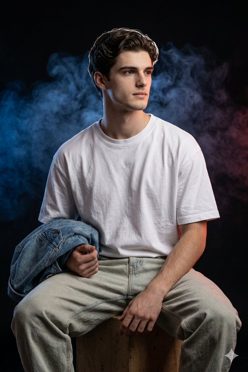 Cinematic Studio Portrait With Smoke