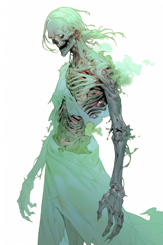Translucent Green Zombie With Elastic Limbs Portrait