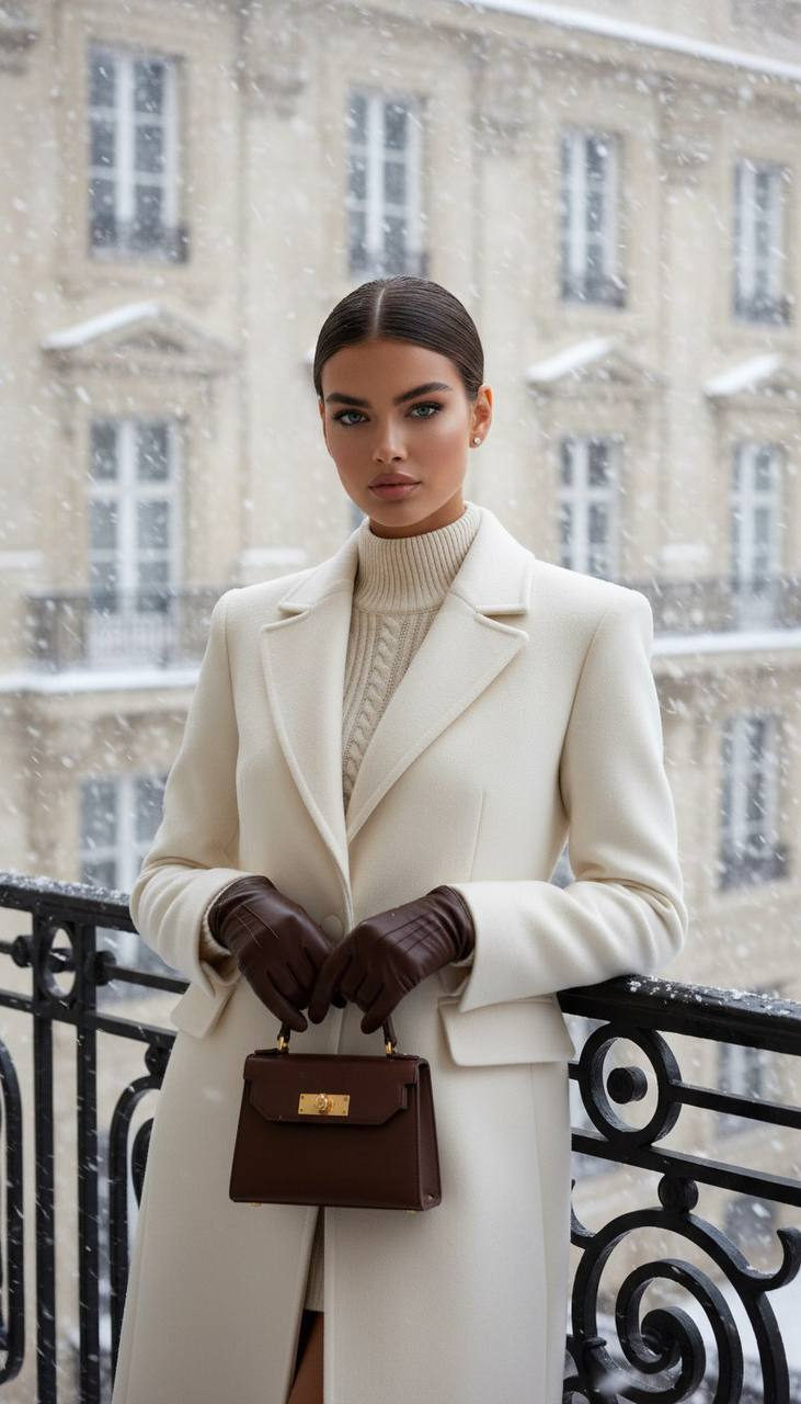 Elegant Snowstorm Fashion Portrait