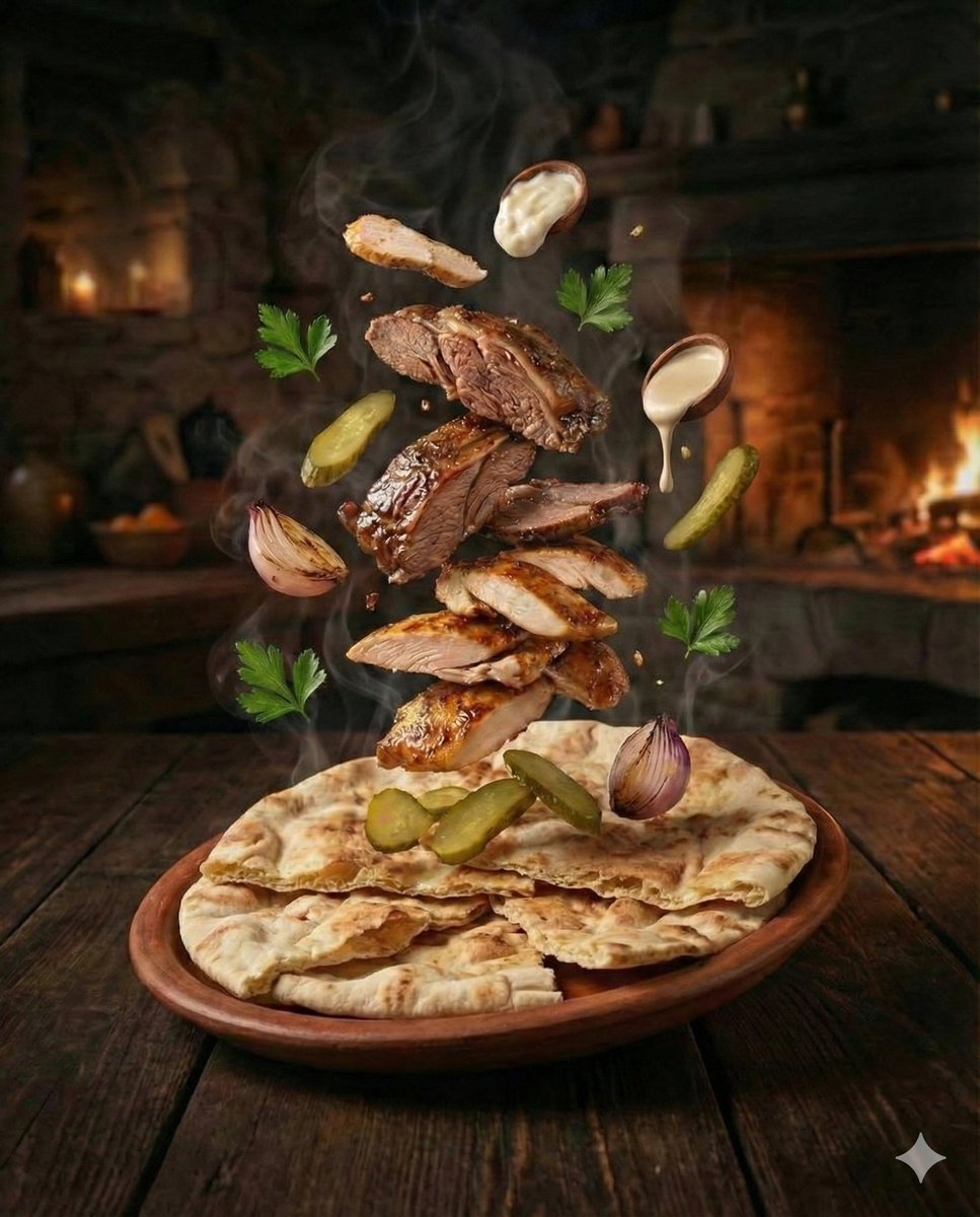 Floating Middle Eastern Food Cinematic