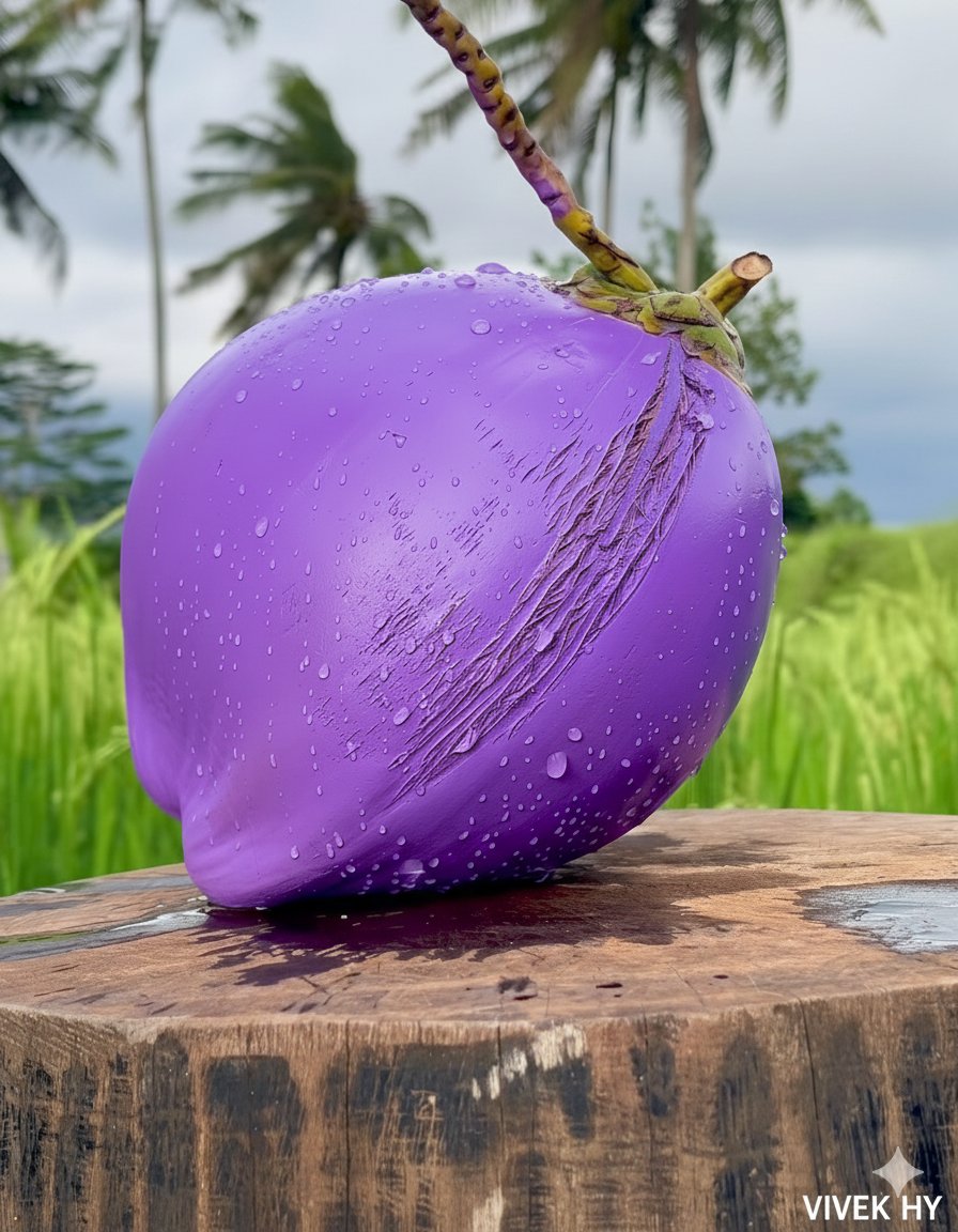 Vibrant Blue Coconut Tropical Still Life