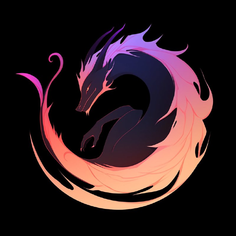 Circular Dragon Logo in Expressive Anime Style