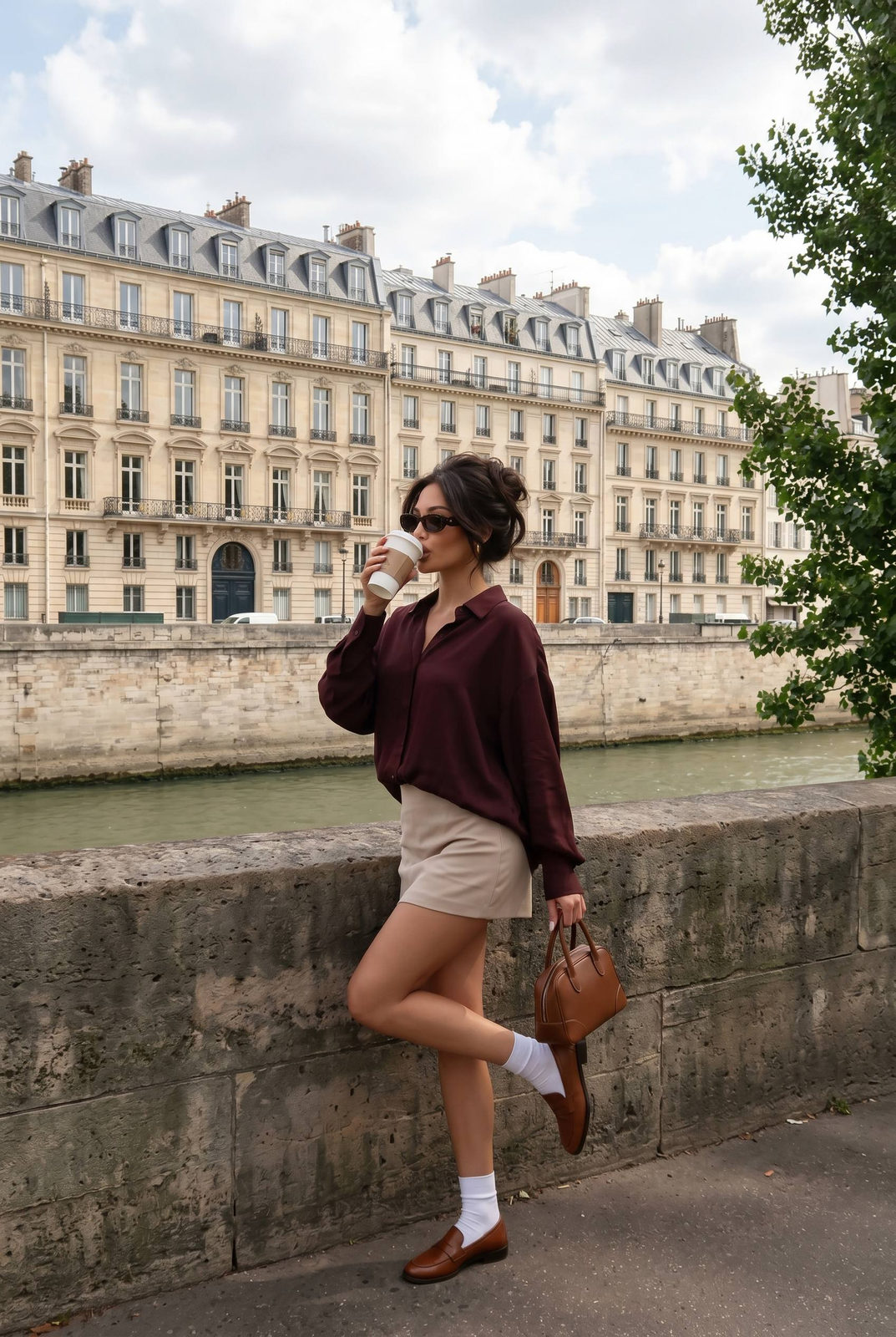 Parisian Riverside Elegance in Soft Light