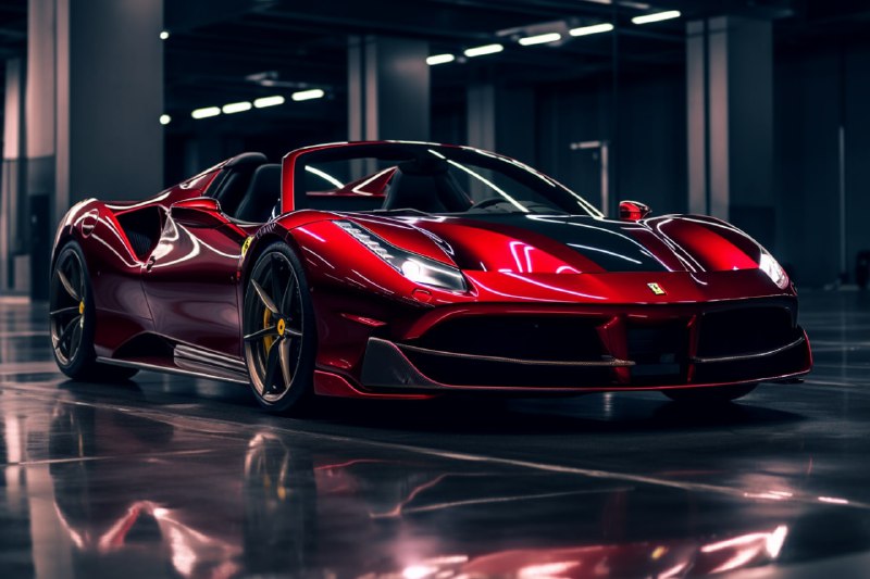 Dark Red Ferrari 488 Spider With Japanese Neon Mods