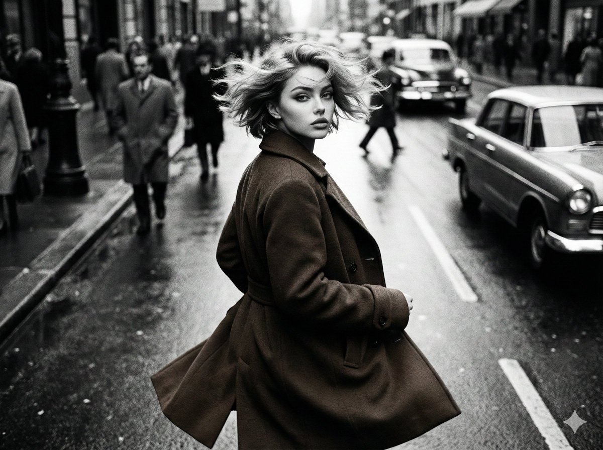 Cinematic Black White Street Fashion