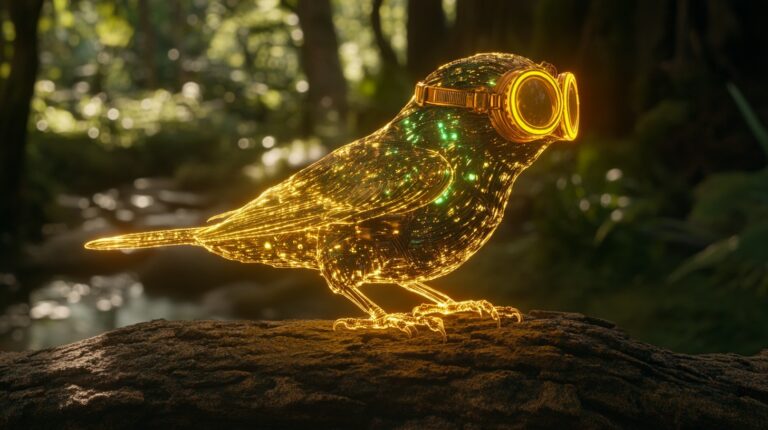 Steampunk Bird Goggles Glowing Outline