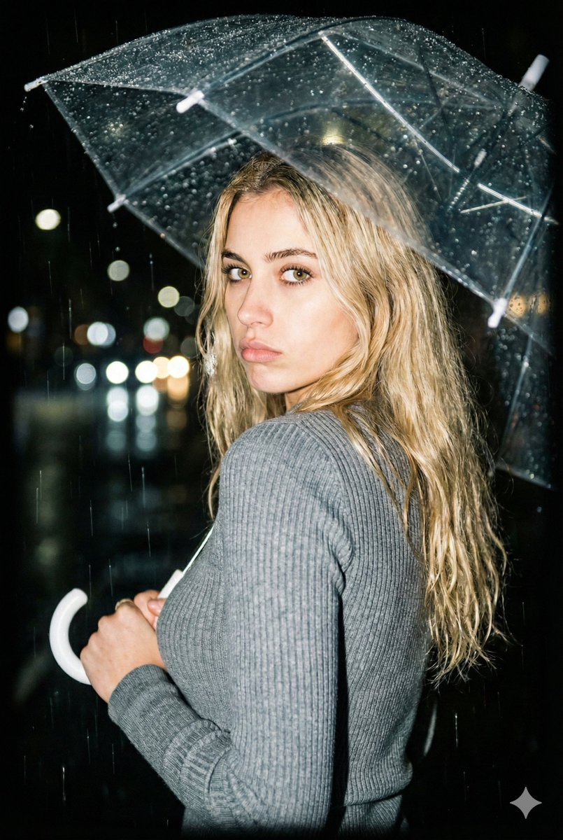 Rainy Night Flash Portrait