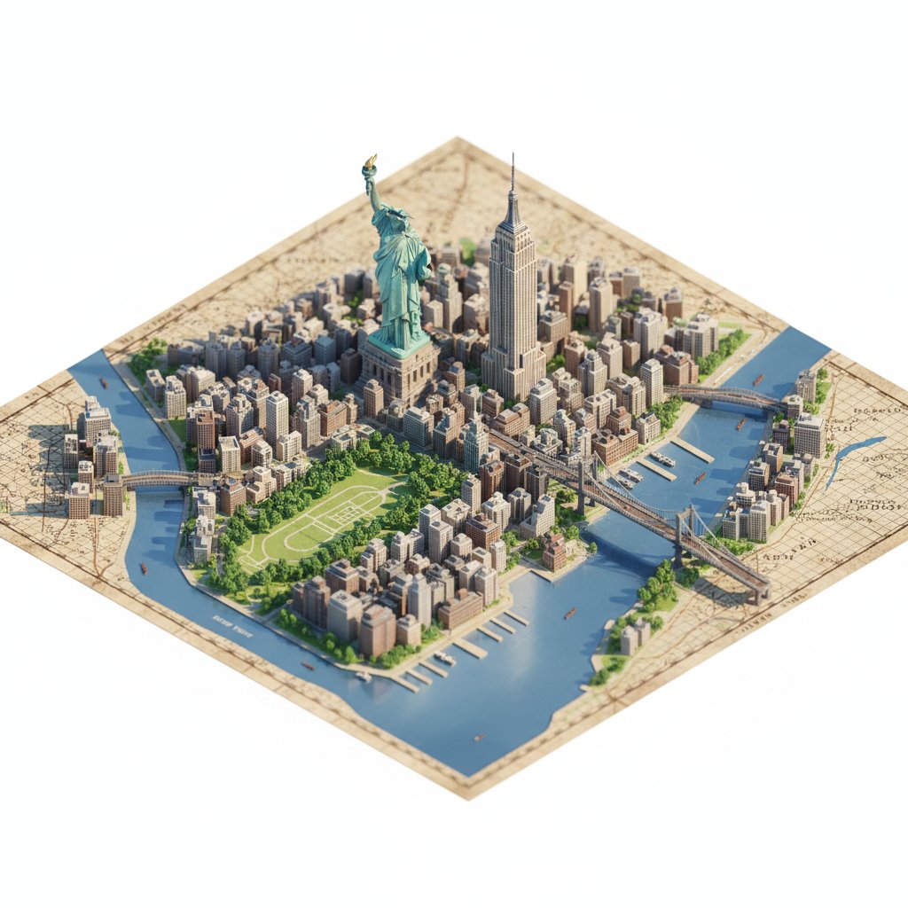Vintage Miniature Isometric City Map