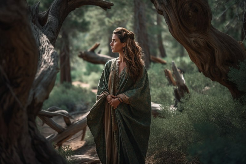 Serene Woman Walking Ancient Bristlecone Pine Forest
