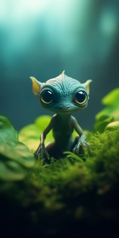 Adorable Microscopic Alien on Green Leaf Macro Photo