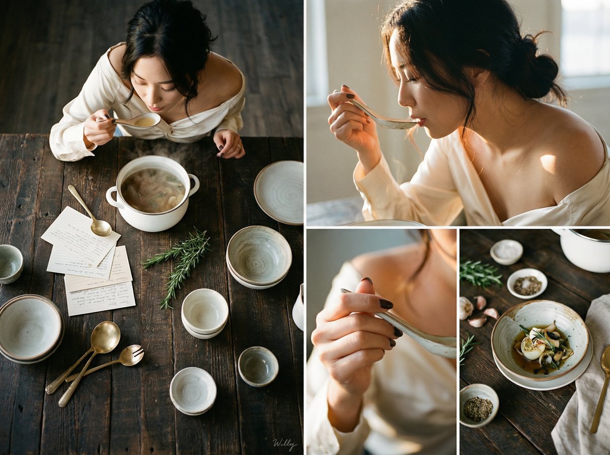 Korean Beauty Savoring Steamy Broth