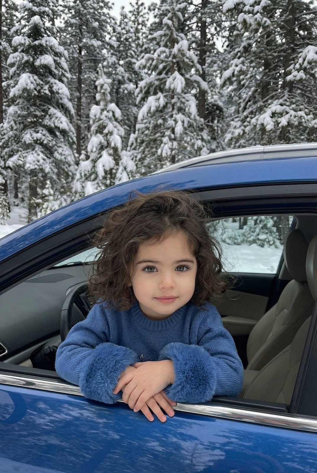 Winter Prayer Girl Car Window