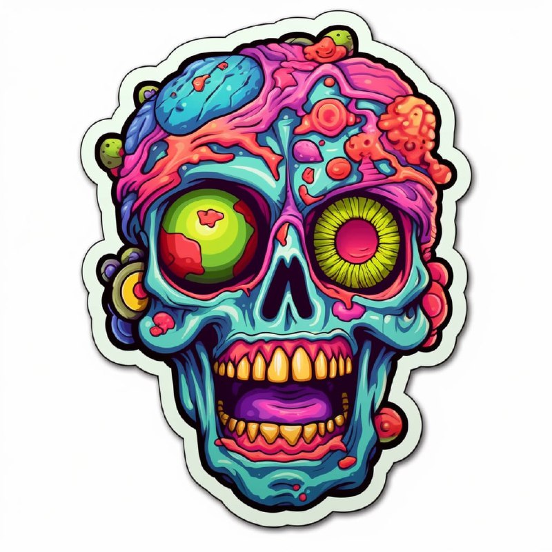 Psychedelic Nintendo Zombie Sticker Design