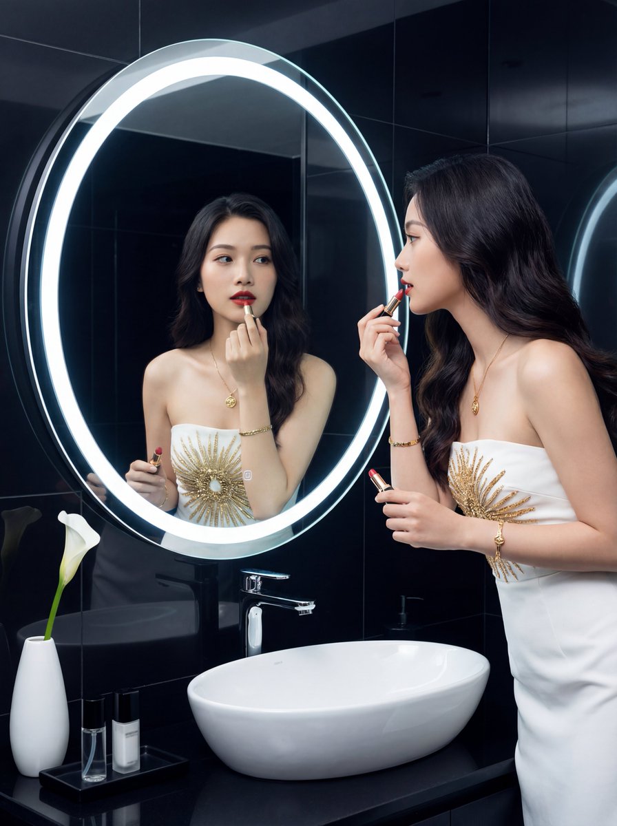 Elegant Mirror Lipstick Moment