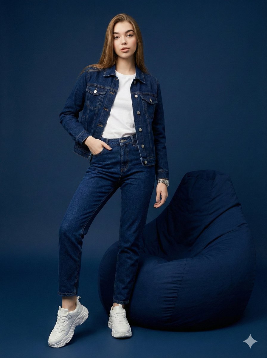 Navy Denim Cinematic Fashion Shoot