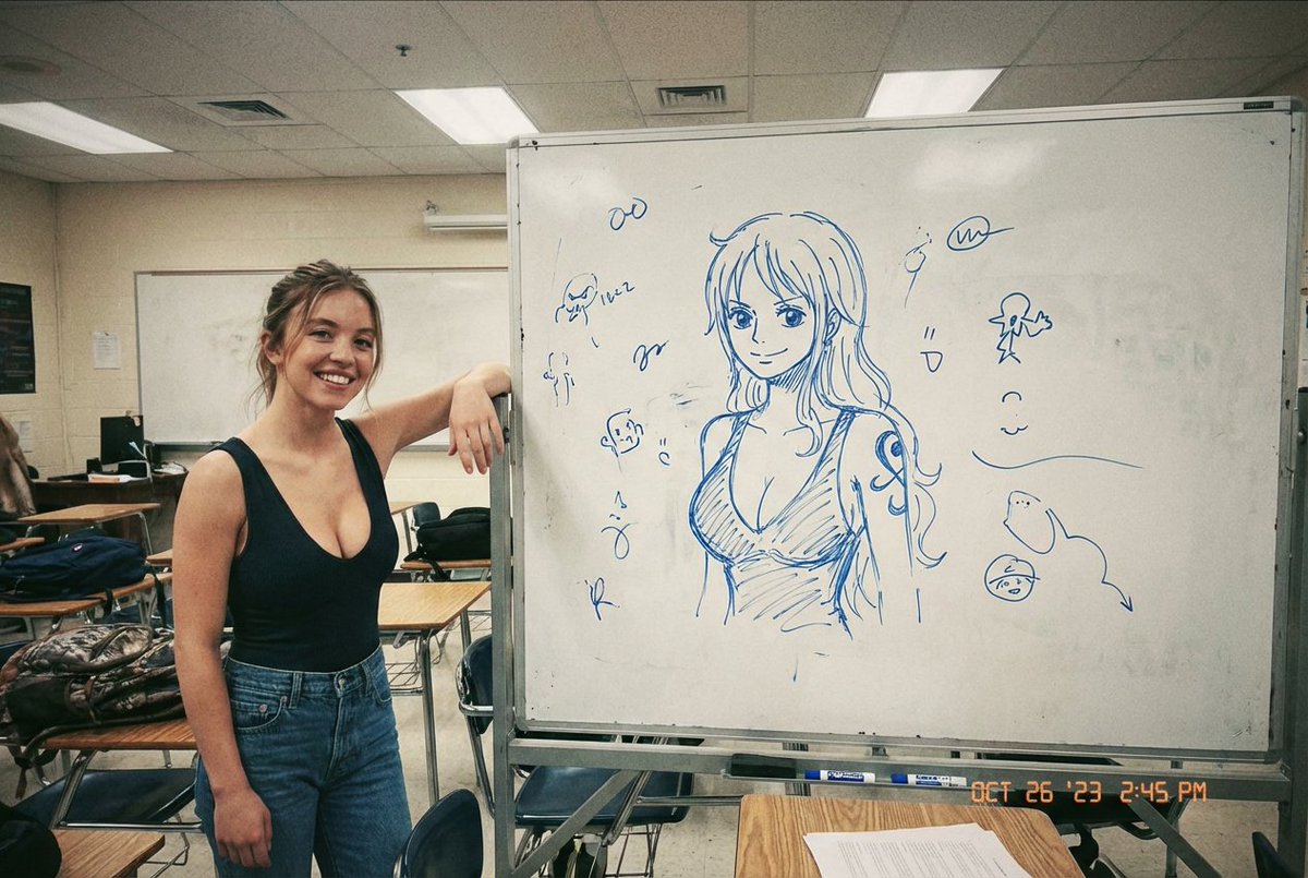 Sydney Sweeney Nami Whiteboard Sketch