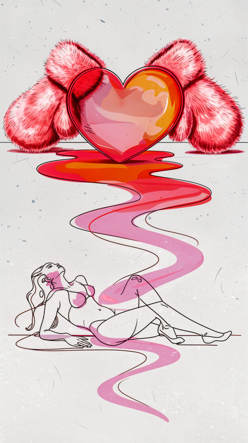 Melting Heart with Pink Mittens