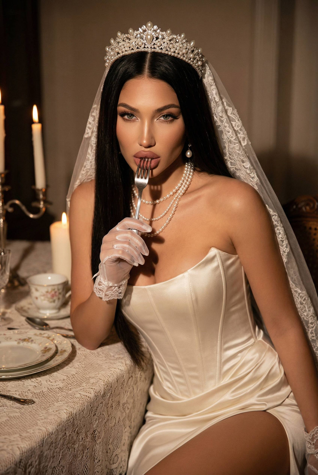Dark Bridal Fork Seduction Portrait
