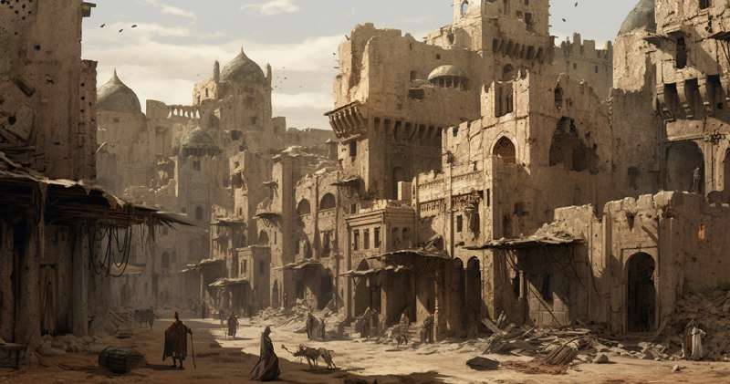 Town of the Dead Grandiose Ruins Orientalist Artwork