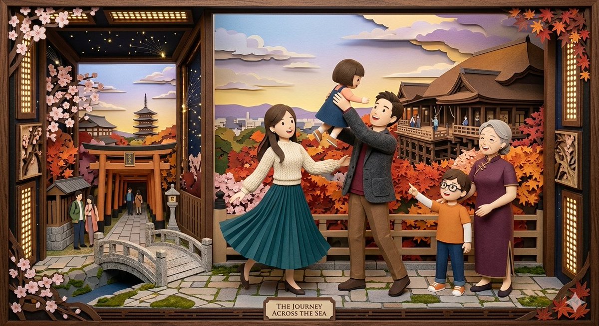 Paper-Cut Family Journey Across Japan