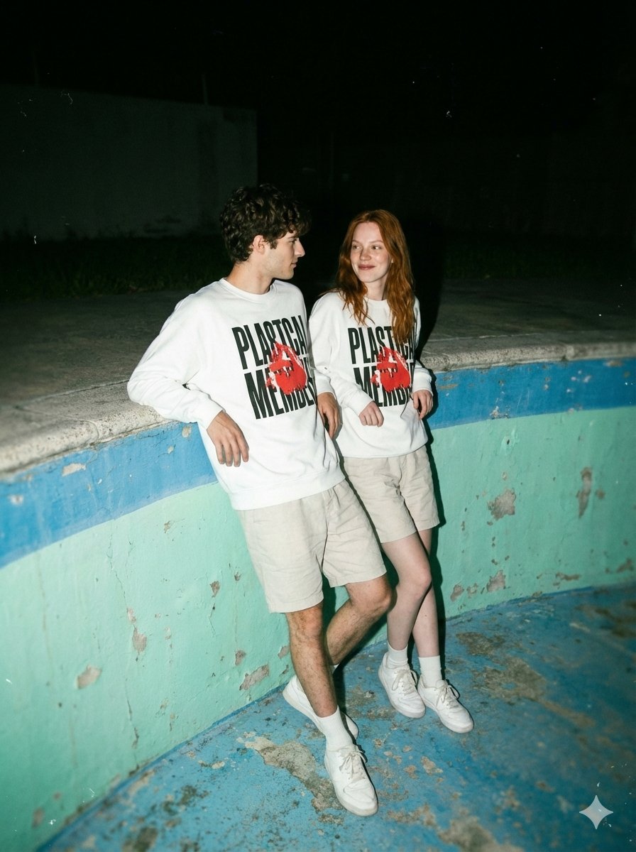 Ultra-Realistic Couple Shot in Empty Pool at Night