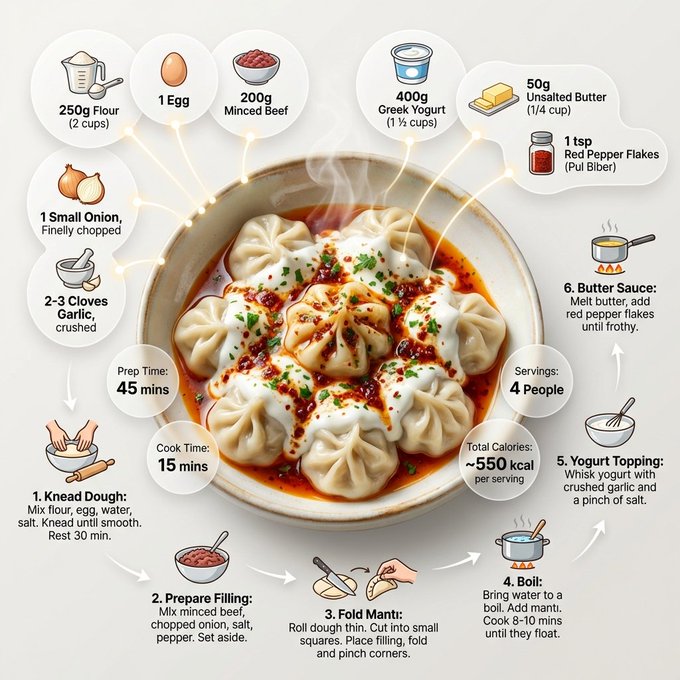 Turkish Manti Dumplings Recipe Infographic