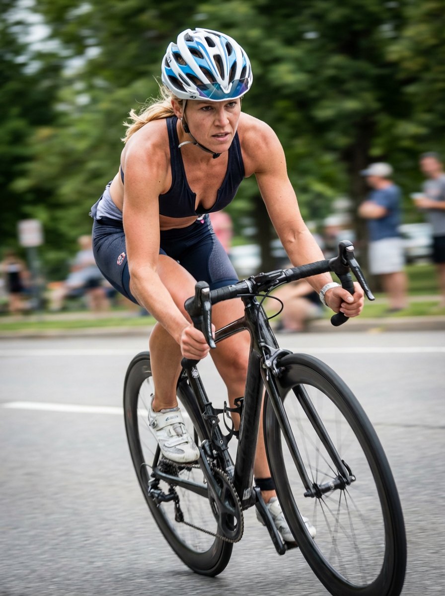 Blonde Cyclist High Speed Race