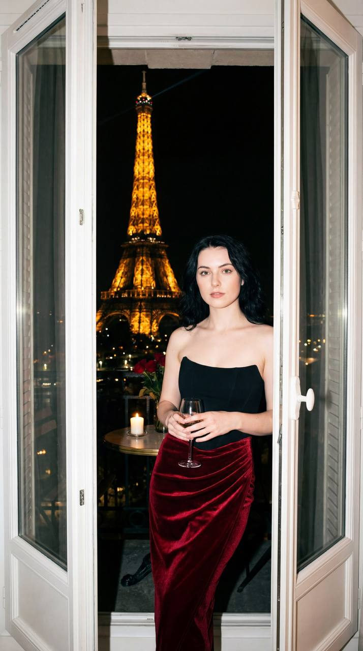 Paris Midnight Y2K Flash Portrait