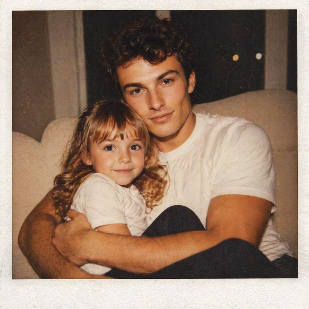 Cozy Father Daughter Polaroid Moment