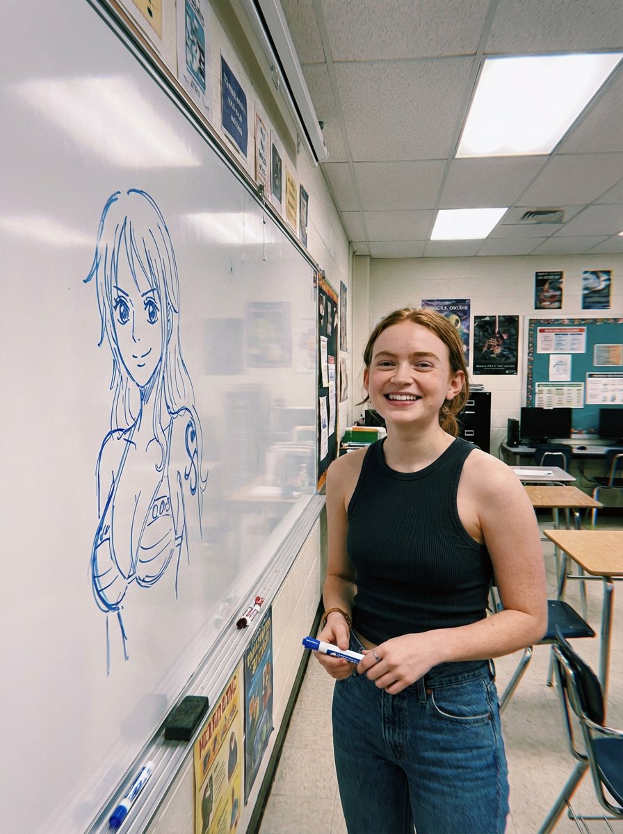 Sadie Sink Poses by Nami Whiteboard Sketch