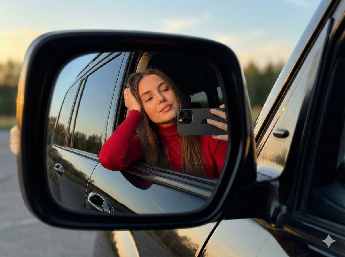Side Mirror Selfie Girl