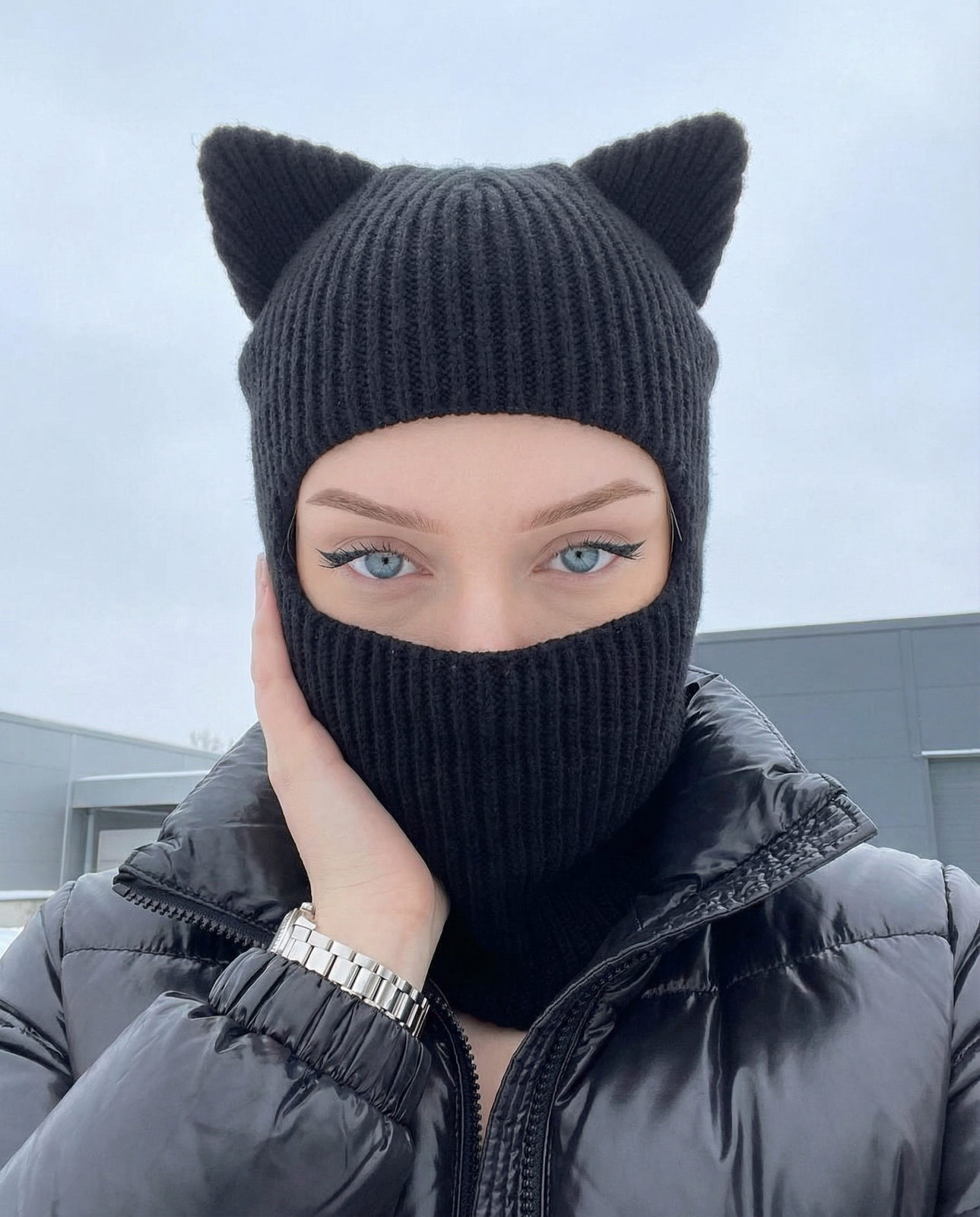 Edgy Winter Cat Ear Portrait