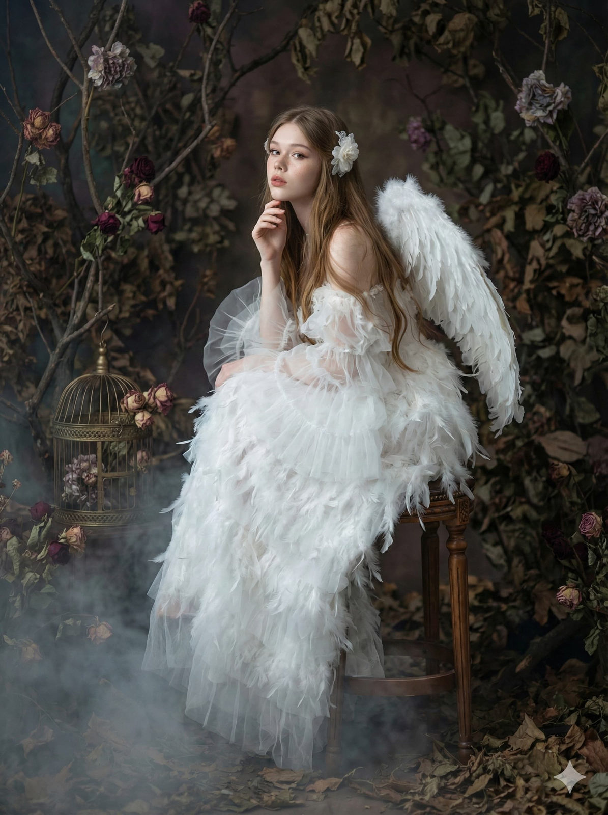 Neo-Raphaelite Angel in Gothic Forest