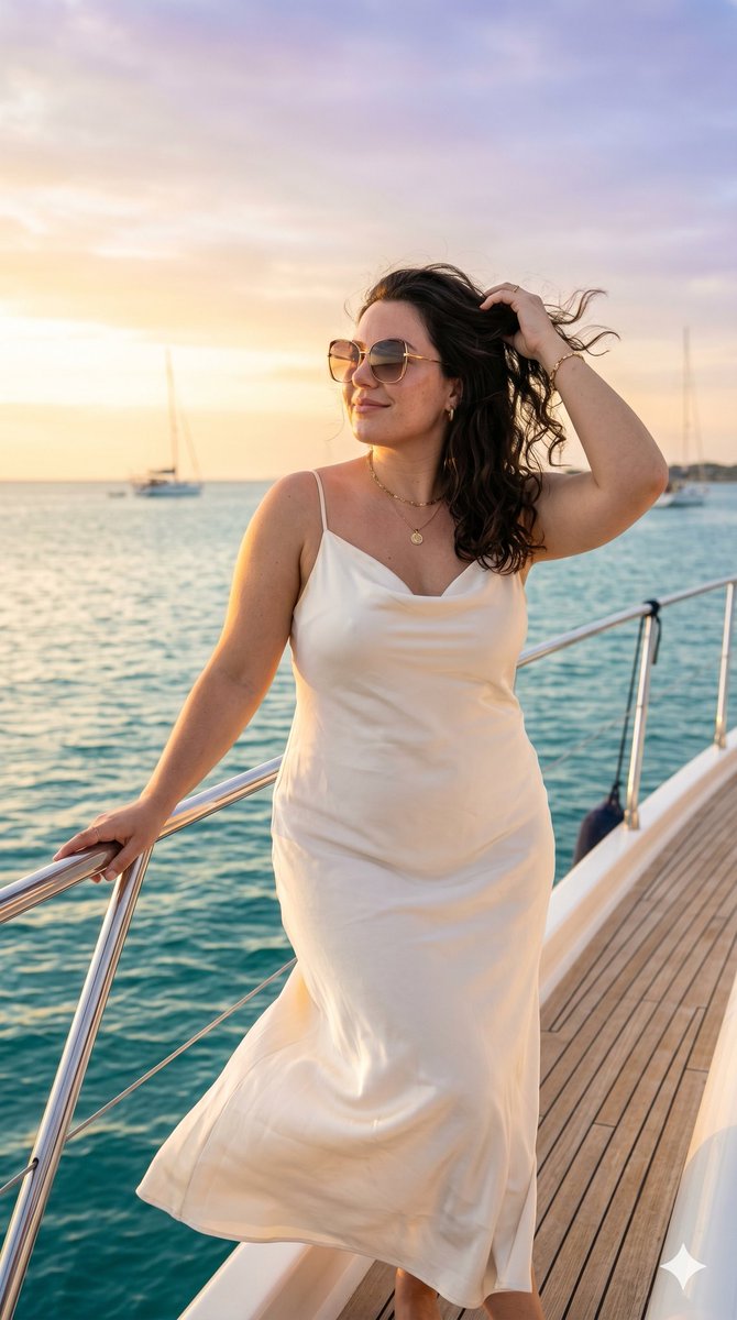 Luxury Yacht Sunset Fashion Portrait