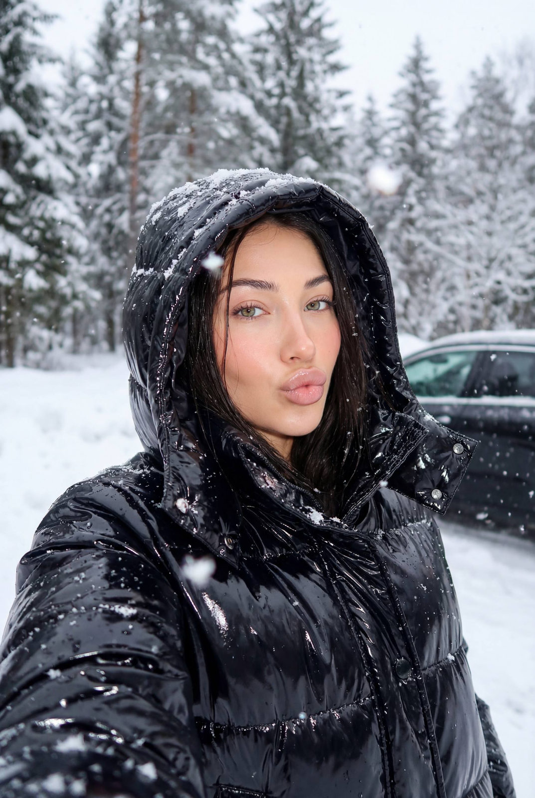 Snow Selfie Girl Winter Portrait