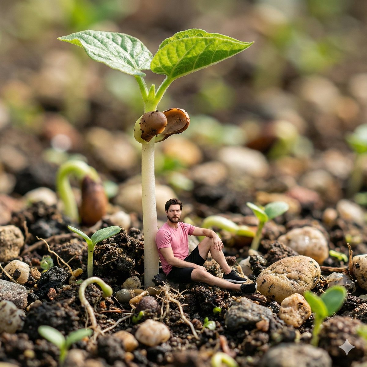 Tiny Man Giant Sprout Fantasy