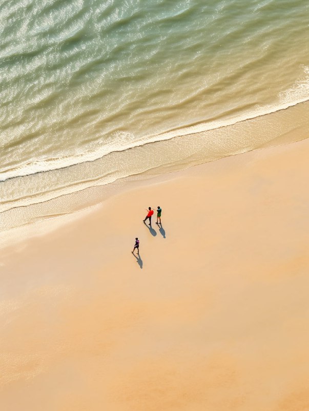 Four Stranded People on Tropical Beach Aerial Abstract