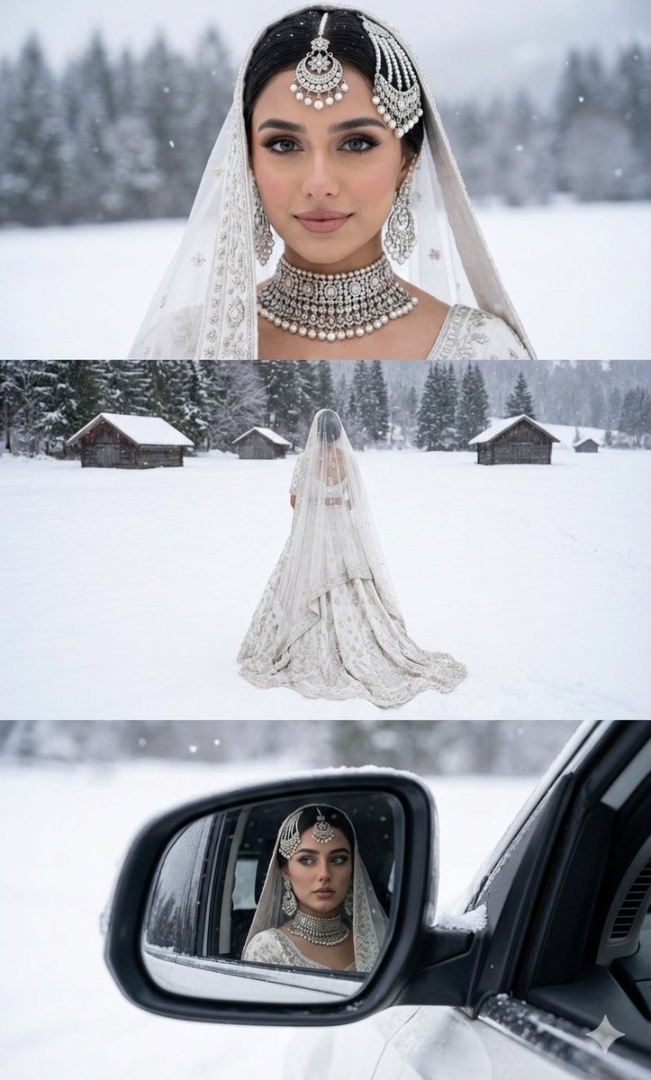 Snowy South Asian Bride Portrait