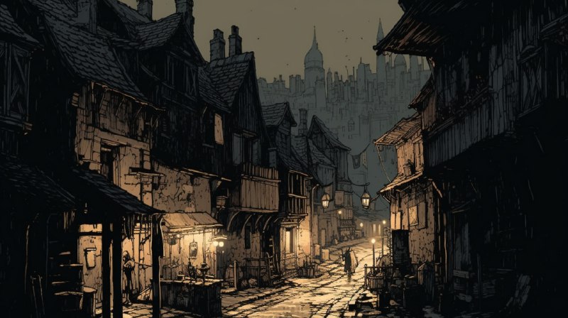 Old Man by Fireplace Mignola Comic Medieval Night Scene